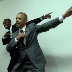 USA President Barack Obama with Jamaica sprint star Usain Bolt strikes a pose "To The World" during the visit of the President in Jamaica April 8-9, 2015.
